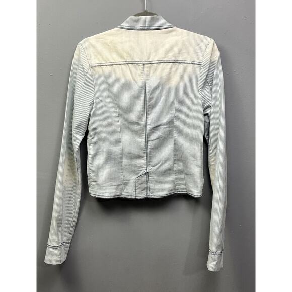 Buckle BKE Outerwear Jacket Womens Small Jean Lace Stripes Denim Stretch Eyelet‎ - Picture 2 of 6